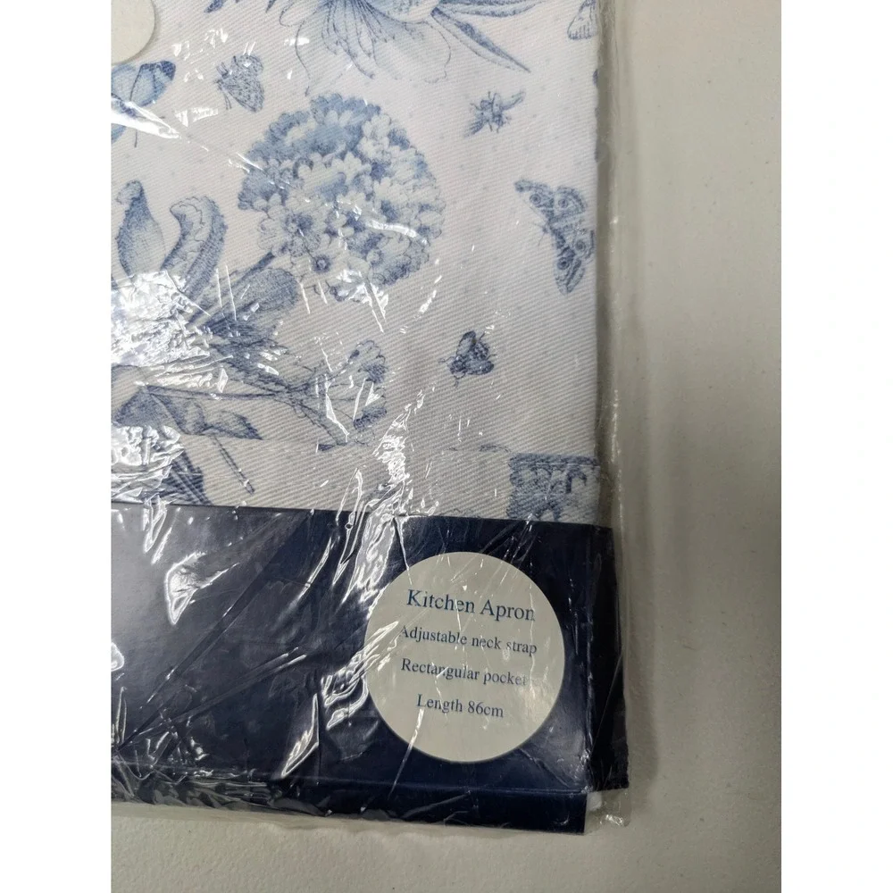 Cottagecore Kitchen Apron Portmeirion Botanic Blue OS Cotton Floral Butterfly